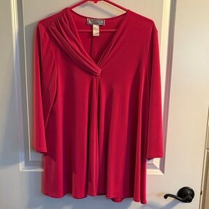 George Simonton Red Draped Neck Blouse